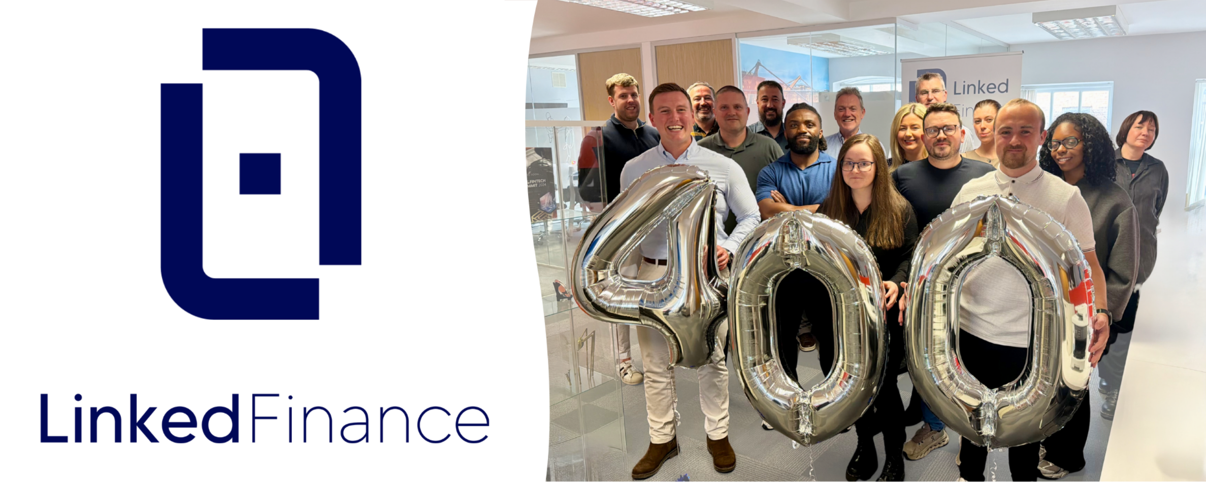 Linked Finance staff are delighted as they reach the 400 million lent milestone
